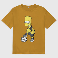 Футболка оверсайз мужская Барт Симпсон - крутой футбольный форвард, цвет: горчичный