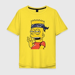 Футболка оверсайз мужская Барт Симпсон - жест двумя пальцами, цвет: желтый