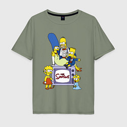 Мужская футболка оверсайз Семейка Симпсонов в праздничных нарядах
