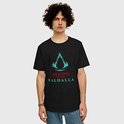 Футболка оверсайз мужская Assassins Creed Valhalla - logo, цвет: черный — фото 2