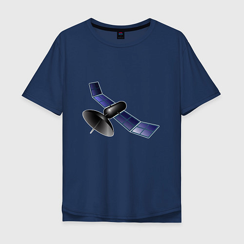 Мужская футболка оверсайз Спутник в космосе / Тёмно-синий – фото 1