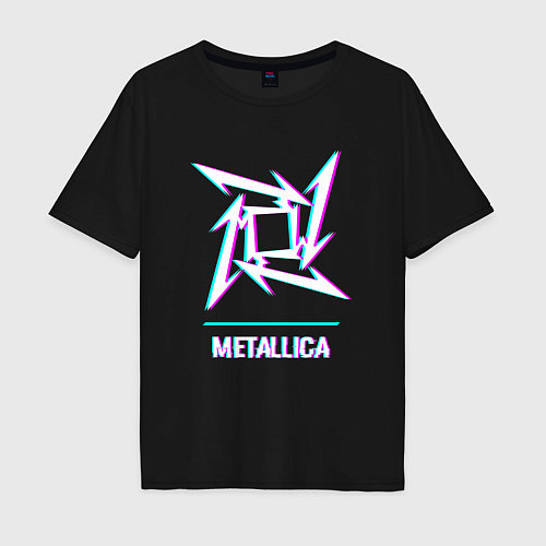 Мужская футболка оверсайз Metallica glitch rock / Черный – фото 1