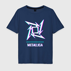 Футболка оверсайз мужская Metallica glitch rock, цвет: тёмно-синий