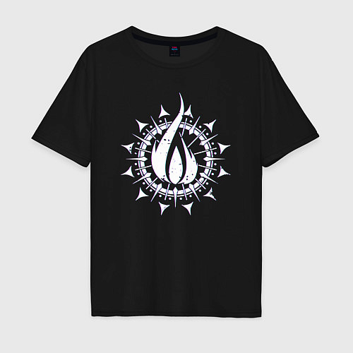 Мужская футболка оверсайз In flames - logo neon / Черный – фото 1