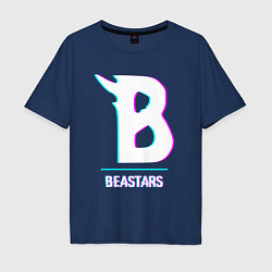 Футболка оверсайз мужская Символ Beastars в стиле glitch, цвет: тёмно-синий