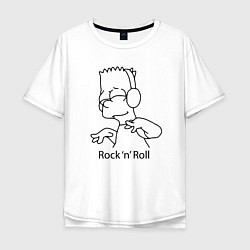 Футболка оверсайз мужская Bart Simpson - Rock n Roll, цвет: белый