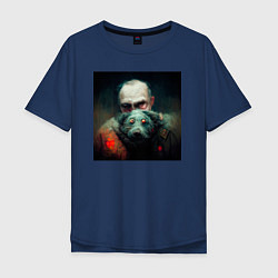 Мужская футболка оверсайз Портрет демонических дедушки и собаки