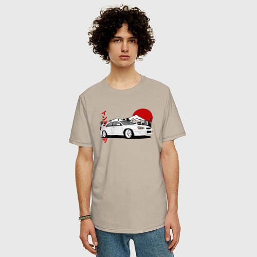 Мужская футболка оверсайз Subaru Impreza WRX Sti Retro JDM / Миндальный – фото 3