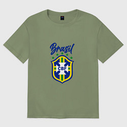 Футболка оверсайз мужская Brasil Football, цвет: авокадо