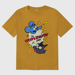 Мужская футболка оверсайз Симпсоны - шоу Щекотки и Царапки