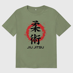 Футболка оверсайз мужская Jiu jitsu red splashes logo, цвет: авокадо