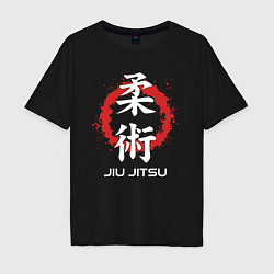 Мужская футболка оверсайз Jiu-jitsu red splashes