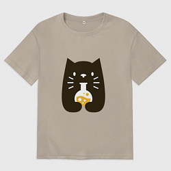 Футболка оверсайз мужская Котик - Химик, цвет: миндальный