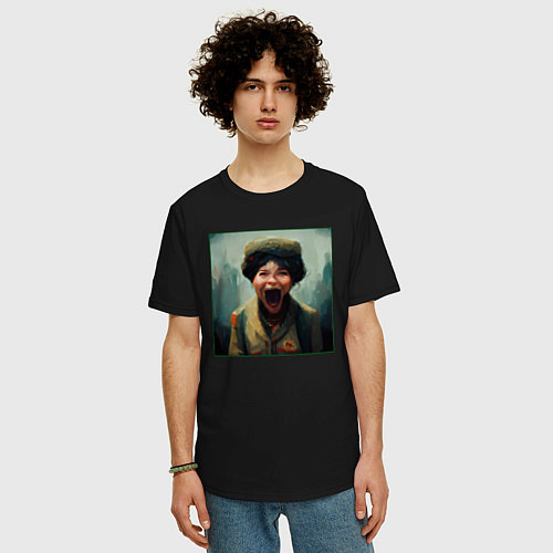 Мужская футболка оверсайз Портрет ужасной женщины / Черный – фото 3