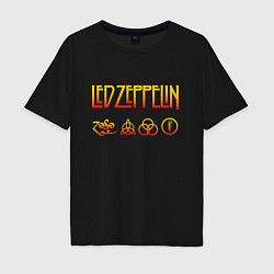 Футболка оверсайз мужская Led Zeppelin - logotype, цвет: черный