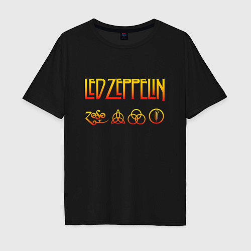 Мужская футболка оверсайз Led Zeppelin - logotype / Черный – фото 1