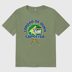 Футболка оверсайз мужская Cordao de ouro Capoeira flag of Brazil, цвет: авокадо