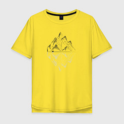 Мужская футболка оверсайз Одинокий медведь в горах