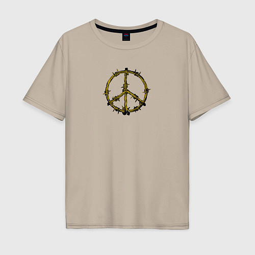 Мужская футболка оверсайз Пацифика символ мира / Миндальный – фото 1