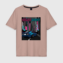 Футболка оверсайз мужская Datsun 240z 260z 280z Nissan Fairlady z30 Night Dr, цвет: пыльно-розовый
