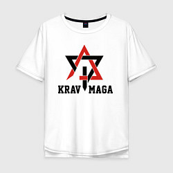 Футболка оверсайз мужская Krav-maga hand-to-hand combat emblem, цвет: белый