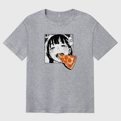 Футболка оверсайз мужская Любитель пиццы пепперони, цвет: меланж