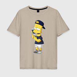 Мужская футболка оверсайз Барт Симпсон болтает по мобильнику