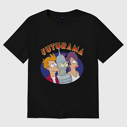 Футболка оверсайз мужская Fry Bender Leela, цвет: черный