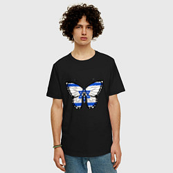 Футболка оверсайз мужская Бабочка - Израиль, цвет: черный — фото 2