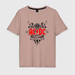 Футболка оверсайз мужская ACDC Black Ice с молниями, цвет: пыльно-розовый