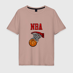 Футболка оверсайз мужская Basketball - NBA logo, цвет: пыльно-розовый