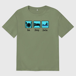 Футболка оверсайз мужская Ешь Спи Плавай, цвет: авокадо