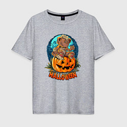 Мужская футболка оверсайз Halloween - Мишка на тыкве