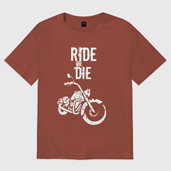 Футболка оверсайз мужская Ride or Die винтаж, цвет: кирпичный