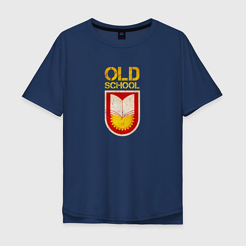 Мужская футболка оверсайз Old School emblem / Тёмно-синий – фото 1