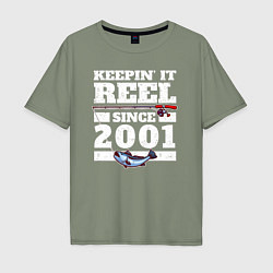Мужская футболка оверсайз Держу катушку с 2001 года