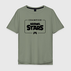 Мужская футболка оверсайз Brawl Stars gaming champion: рамка с лого и джойст