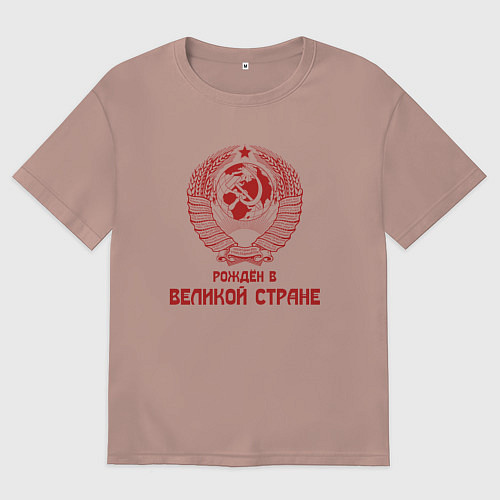 Мужская футболка оверсайз Рожден в великой Стране / Пыльно-розовый – фото 1
