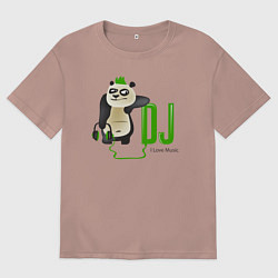 Мужская футболка оверсайз DJ панда я люблю музыку