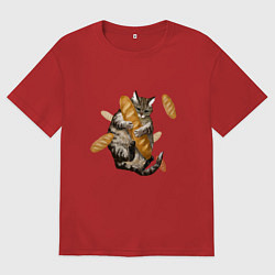 Мужская футболка оверсайз Котик и батон