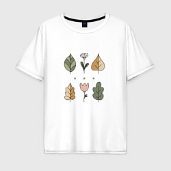 Мужская футболка оверсайз Цвети и листья минимализм