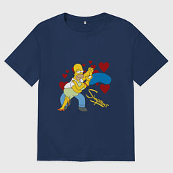 Футболка оверсайз мужская Гомер и Мардж Симпсон, цвет: тёмно-синий