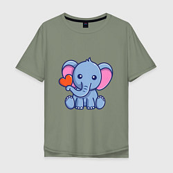Футболка оверсайз мужская Love Elephant, цвет: авокадо
