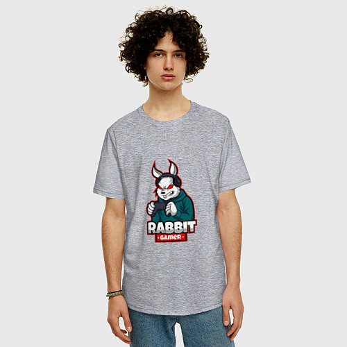 Мужская футболка оверсайз Rabbit Gamer / Меланж – фото 3