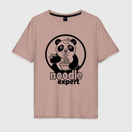 Мужская футболка оверсайз Эксперт по лапше - панда / Пыльно-розовый – фото 1
