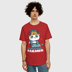 Футболка оверсайз мужская Professional Farmer - панда геймер, цвет: красный — фото 2