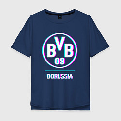 Футболка оверсайз мужская Borussia FC в стиле glitch, цвет: тёмно-синий