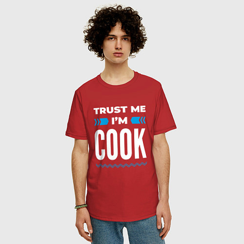 Мужская футболка оверсайз Trust me Im cook / Красный – фото 3
