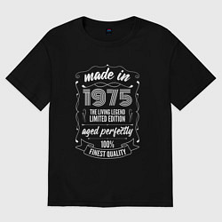 Футболка оверсайз мужская Made in 1975 retro old school, цвет: черный