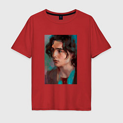 Футболка оверсайз мужская Timothee Chalamet fan art, цвет: красный